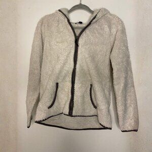 Beige Fuzzy Zip-Up Hoodie Size S